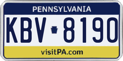 PA license plate KBV8190