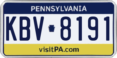 PA license plate KBV8191