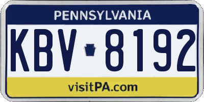 PA license plate KBV8192