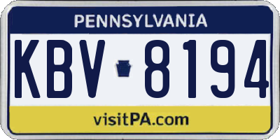 PA license plate KBV8194
