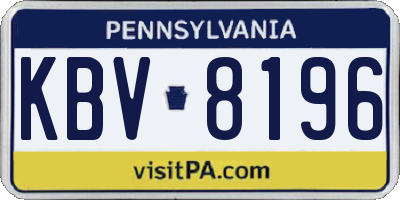 PA license plate KBV8196