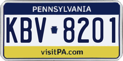 PA license plate KBV8201