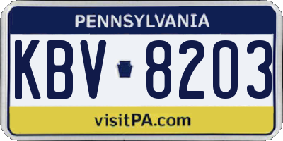 PA license plate KBV8203