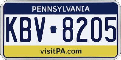 PA license plate KBV8205