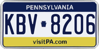 PA license plate KBV8206