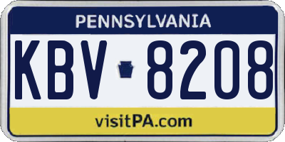 PA license plate KBV8208