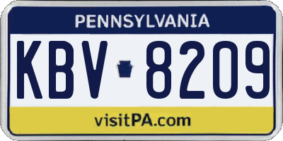 PA license plate KBV8209