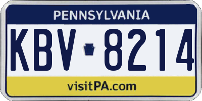 PA license plate KBV8214