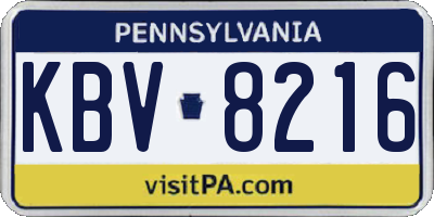 PA license plate KBV8216