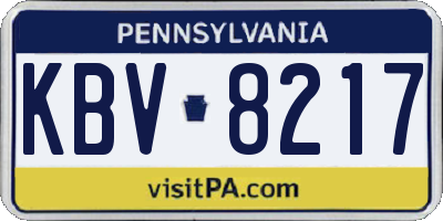 PA license plate KBV8217