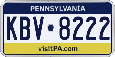 PA license plate KBV8222