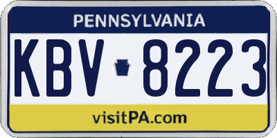PA license plate KBV8223