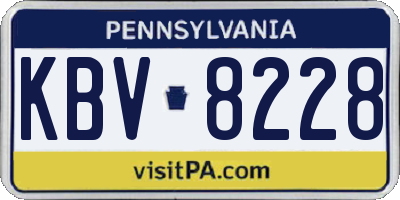 PA license plate KBV8228
