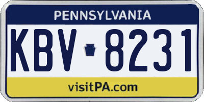 PA license plate KBV8231