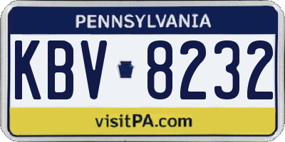 PA license plate KBV8232