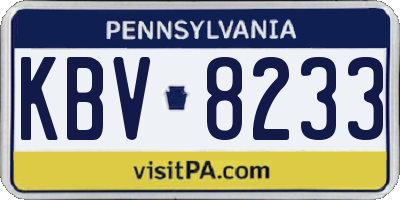 PA license plate KBV8233
