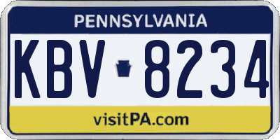 PA license plate KBV8234