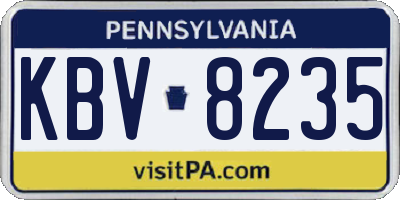 PA license plate KBV8235