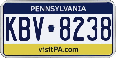 PA license plate KBV8238