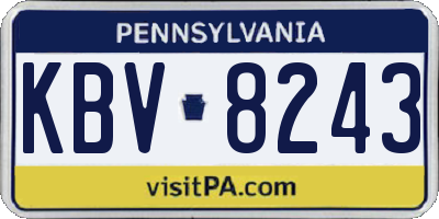 PA license plate KBV8243