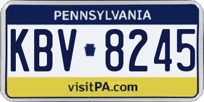 PA license plate KBV8245