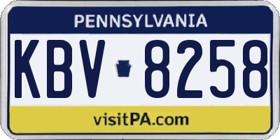 PA license plate KBV8258