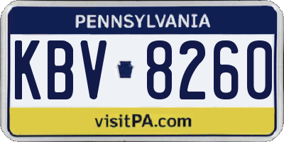 PA license plate KBV8260