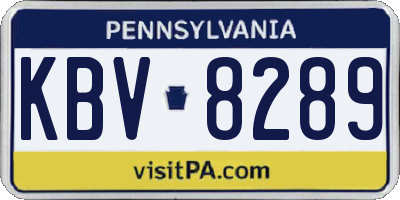 PA license plate KBV8289