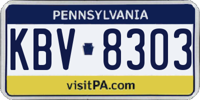PA license plate KBV8303