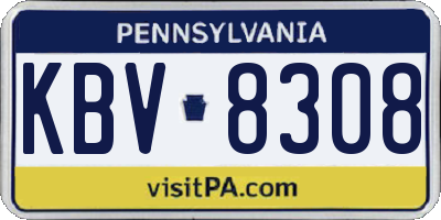 PA license plate KBV8308