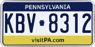 PA license plate KBV8312