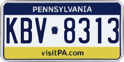 PA license plate KBV8313