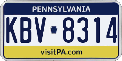 PA license plate KBV8314