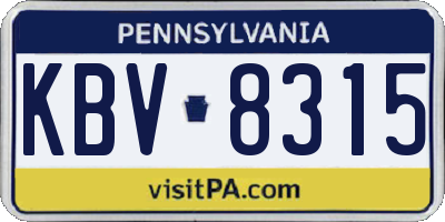 PA license plate KBV8315