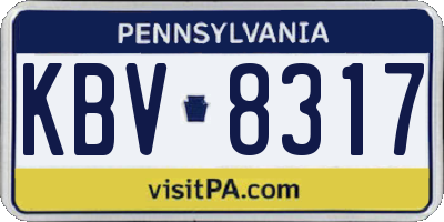 PA license plate KBV8317