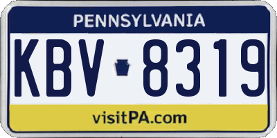PA license plate KBV8319