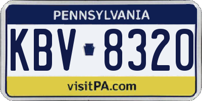 PA license plate KBV8320