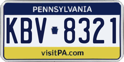 PA license plate KBV8321