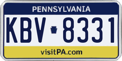 PA license plate KBV8331