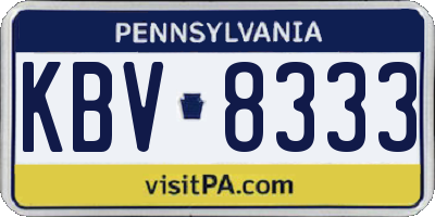 PA license plate KBV8333