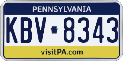 PA license plate KBV8343