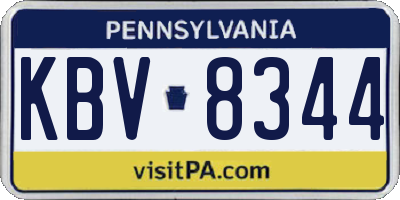 PA license plate KBV8344