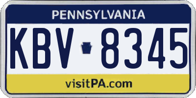 PA license plate KBV8345