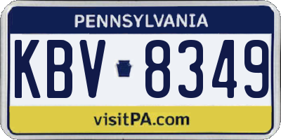 PA license plate KBV8349