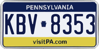 PA license plate KBV8353