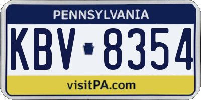 PA license plate KBV8354