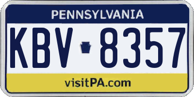 PA license plate KBV8357