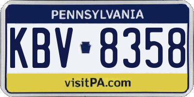 PA license plate KBV8358