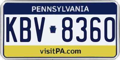 PA license plate KBV8360