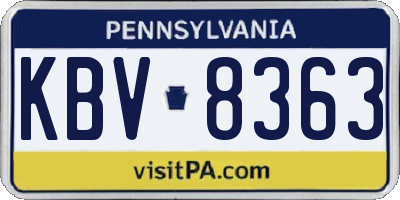 PA license plate KBV8363
